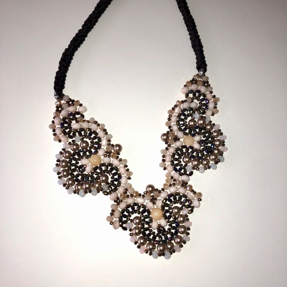 Beaded & Silk Woven Cord Necklace by Rush Denis & Charles - Picture 10 of 11